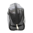 Ashlin Payton Top Zippered Shave Bag, Black-Top zippered main section.