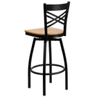 Flash Furniture Hercules Series Black "X" Back Swivel Metal Bar Stool, Natural Wood Seat, 2 Pack-.625" Thick Plywood Seat
