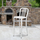 Flash Furniture Commercial Grade 30" High Metal Indoor-Outdoor Barstool with Vertical Slat Back - White - 2 Pack-Screw Leveling Floor Glides
