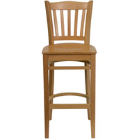 Flash Furniture - Tabouret de bar de la série HERCULES en bois naturel à dossier à lattes verticales-Ensemble de 2 tabourets de bar à manger en bois