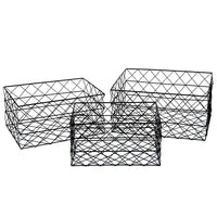 Truu Design Wire Storage Baskets, Set of 3, 13.75 x 10.25 x 6.75 inches, Black-Large basket measures 13.75x 6.75x 10.25, medium basket measures 12.5" x 6.25" x 9" and small basket measures 11.25" x 6" x 8" in dimensions (L x H x W)
