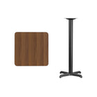 Flash Furniture – Table bistro carrée en stratifié noyer de 24 po avec base de 22 x 22 po (XUWA2424T2222B)-Table d'hospitalité à hauteur de bar