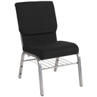Flash Furniture HERCULES Series 18.5"W Church Chair in Black Fabric with Book Rack - Silver Vein Frame-800 lb. Weight Capacity