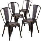 Flash Furniture Commercial Grade Distressed Copper Metal Indoor-Outdoor Stackable Chair-Stack Quantity: 8