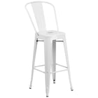 Flash Furniture 30" High Metal Indoor-Outdoor Barstool with Back - White-500 lb. Weight Capacity