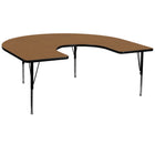 Flash Furniture 60''W x 66''L Horseshoe Activity Table with Thermal Fused Top and Height Adjustable Pre-School Legs, Oak-Oak Laminate