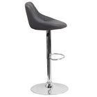 Flash Furniture Contemporary Vinyl Bucket Seat Adjustable Height Barstools with Chrome Base - Grey - 2 Pack-Grey Vinyl Upholstery