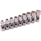 Gray Tools 9 Piece 1/4" Drive, 6 Point Metric Standard, Universal Joint Socket Set, 5mm-13mm-Contains Sizes: 5, 6, 7, 8, 9, 10, 11, 12, 13mm.