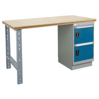 Kleton – Établi, dessus en bois recouvert d’acier, 1 caisson, 4 tiroirs et 1 porte, 34 de haut. x 36 de larg. x 60 de long. (po)-34 po de hauteur totale