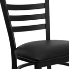 Flash Furniture HERCULES Series Black Ladder Back Metal Restaurant Chair - Black Vinyl Seat - 2 Pack-Curved Support Bar