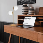 Dainolite Folgar Contemporary Incandescent Table Lamp - 2 Lights - Aged Brass with White Glass-LED compatible