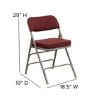 Flash Furniture HERCULES Series Premium Curved Triple Braced & Double Hinged Burgundy Fabric Metal Folding Chair-22mm x 1.2mm Round Steel Pipe Frame