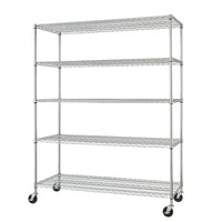 TRINITY 5-Tier Wire Shelving Rack with Wheels, Chrome (TBFC-0904)-Shelves adjustable in 1" increments