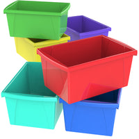 Storex 5.5 Gallon (21L) Classroom Storage Bin - Assorted Colours - 6 Pack-Organize books, arts and crafts supplies, toys and more