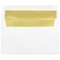 JAM Paper A10 Foil Lined Envelopes, 6 x 9.5, White with Gold Lining, 100 Pack (900905660g)-White with gold foil