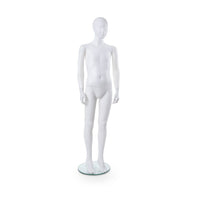Can-Bramar  Child Abstract Unbreakable Mannequin - Glass Base - Age 10-12 Years - Blown White (PL-T12)-Straight Arms for Easy Dressing