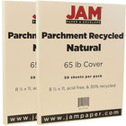 JAM Paper Parchment Cardstock, 8.5 x 11, 65lb Natural Recycled, 2 packs of 50 (171116g)-Natural parchment
