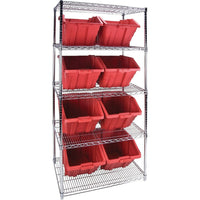 Kleton - Étagères Robustes En Treillis Métallique Avec Bacs De Rangement, Tiers 5, 36po La X 74po H X 24po P-Profondeur 24po