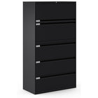 Global 5 Drawer Filing Cabnet, Black-Four fixed front drawers plus top drawer with receding door and roll-out shelf