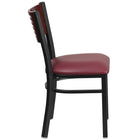Flash Furniture - Chaise de restaurant en métal noir de la série HERCULES - dossier bois d'acajou, siège en vinyle bourgogne-Conception de dossier à lattes bois d'acajou