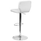 Flash Furniture Contemporary Vinyl Adjustable Height Barstool with Vertical Stitch Back & Chrome Base - White-Vertical Line Design