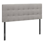 Monarch Specialties 6003Q Queen Size Headboard - Grey Linen-Button-tufted upholstered headboard in a grey linen-look fabric