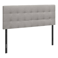 Monarch Specialties 6003Q Queen Size Headboard - Grey Linen-Button-tufted upholstered headboard in a grey linen-look fabric