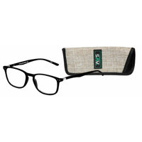 Tri-Focus +2.50 Blue Light Reading Glasses - Round-Unisex contemporary frame is made of plastic; comes in black
