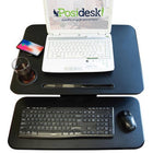 Posidesk 25"Sit-Stand Pedestal Desk with Cup/Accessory Holder & Wireless Charger, Black-MDF