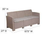 Flash Furniture Light Grey Faux Rattan Sofa with All-Weather Light Grey Cushions-Light Grey Frame Finish