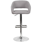Flash Furniture Contemporary Grey Fabric Adjustable Height Barstool with Rounded Mid-Back & Chrome Base - Grey Fabric-Contemporary Style Stool
