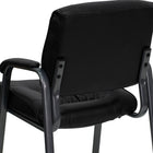 Flash Furniture Black Leather Executive Side Reception Chair with Titanium Frame Finish-Contoured Cushions