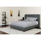 Flash Furniture Riverdale Twin Size Tufted Upholstered Platform Bed with Memory Foam Mattress - Dark Grey Fabric-Panel Headboard