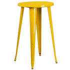 Table de bar ronde de 24 po en métal avec 2 chaises à dossier à lattes verticales, int/ext, jaune [CH-51080BH-2-30VRT-YL-GG]-Revêtement thermolaqué jaune
