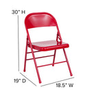 Flash Furniture HERCULES Series Triple Braced & Double Hinged Metal Folding Chair - Red-Designed for Commercial Use