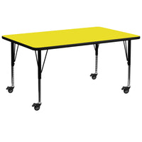 Flash Furniture Mobile 30"W x 72"L HP Laminate Activity Table - Yellow-Popular Rectangular Activity Table