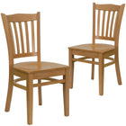 Flash Furniture HERCULES Series Vertical Slat Back Natural Wood Restaurant Chair - 2 Pack-Vertical Slat Back Design