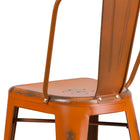 Flash Furniture Commercial Grade 30" High Distressed Orange Metal Indoor-Outdoor Barstool with Back-Cross Brace under seat provides extra stability