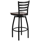 Flash Furniture HERCULES Series Black Ladder Back Swivel Metal Barstool - Walnut Wood Seat - 2 Pack-.625" Thick Plywood Seat