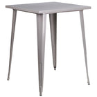 Flash Furniture 31.5" Square Silver Metal Indoor-Outdoor Bar Height Table-Metal Cafe Bar Table