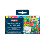 Derwent Inktense Paint Pan Set - Palette #2 - 12 Pack-Permanent - unlike traditional watercolour, washes of vivid paint can be applied without dissolving previously dried layers