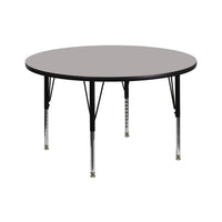 Flash Furniture 42'' Round Activity Table with 1.25'' High Pressure Top and Height Adjustable Pre-School Legs, Grey-Grey Laminate