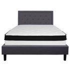 Flash Furniture - Lit à plate-forme Roxbury grand touffeté et rembourré en tissu gris foncé avec matelas à ressorts ensachés-Ensemble de lit et matelas à plateforme grand