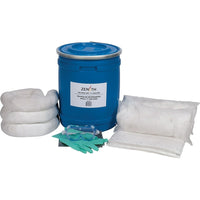 Zenith Safety 10-Gallon Truck Spill Kits, Oil Only, With Blue Drum-Contents: 10 Sorbent Pads (15" x 17"), 3 Sorbent Socks (3" x 48"), 2 Sorbent Pillows (8" x 18"), 1 Pair Nitrile Gloves, 2XL (11) , 1 Pair Safety Goggles (One Size), 1 Disposal Bag (26" x 36")