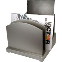 Victor Wood Incline File Desk Organizer, Classic Silver (S8601)-Dimensions: 9.5" x 9.63" x 8.75"