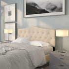 Flash Furniture Cambridge Tufted Upholstered Queen Size Headboard - Beige Fabric-Button Tufted with Diamond Pattern Stitching