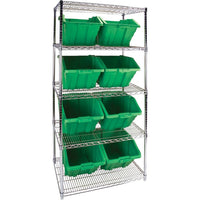 Kleton Heavy-Duty Wire Shelving Units With Storage Bins, 5 Tiers, 36" W x 74" H x 24" D-Depth: 24"