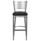 Flash Furniture HERCULES Series Silver Slat Back Metal Restaurant Barstool - Black Vinyl Seat - 2 Pack-Set of 2 Metal Dining Bar Stools