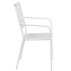 Chaise de jardin en acier blanc avec accoudoirs et dossier carré, intérieur/extérieur (CO-2-WH-GG)-Dossier carré