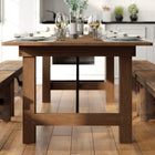 Flash Furniture HERCULES Series 7' x 40" Rectangular Antique Rustic Solid Pine Folding Farm Table-16 Gauge Black Steel Posts